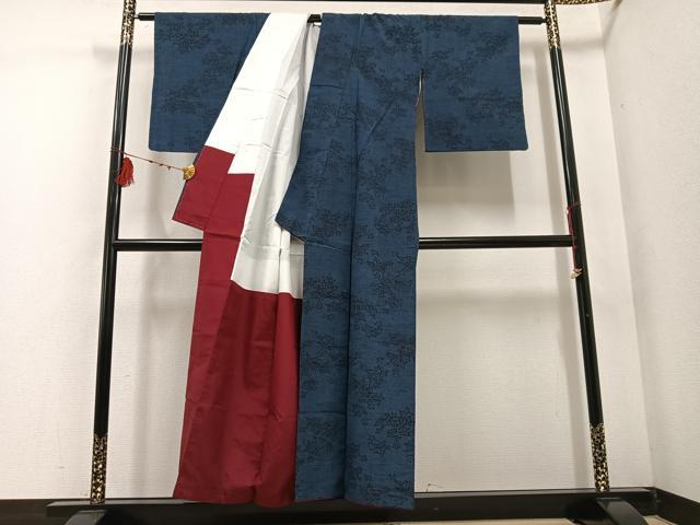 平和屋着物●結城紬 花尽くし 正絹 逸品 AABD7022ph
