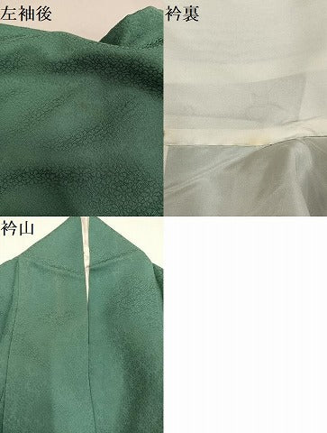 平和屋着物●上質な色無地 花地紋 老竹色 正絹 逸品 AABD7025ph