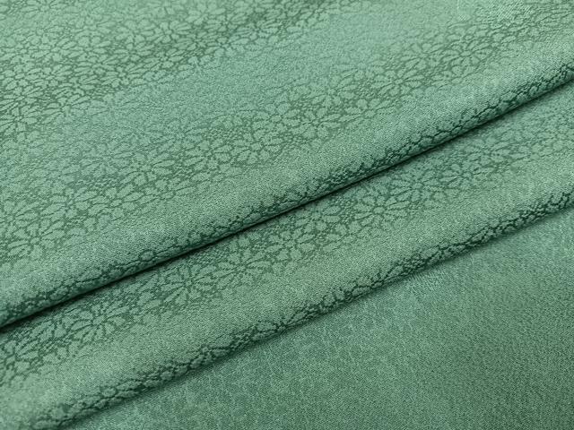 平和屋着物●上質な色無地 花地紋 老竹色 正絹 逸品 AABD7025ph