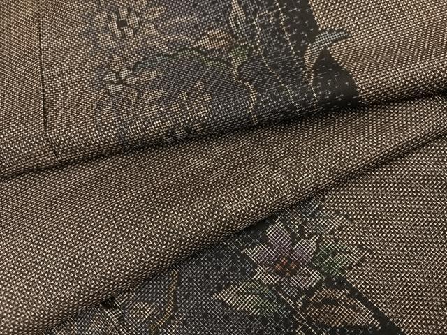 平和屋着物●本場大島紬 カタス7マルキ 草花間道 正絹 逸品 AABD7031ph