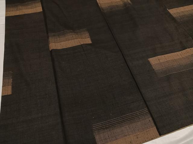 平和屋着物●上質な紬 段違い文 正絹 逸品 AABD7037ph