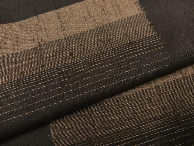平和屋着物●上質な紬 段違い文 正絹 逸品 AABD7037ph
