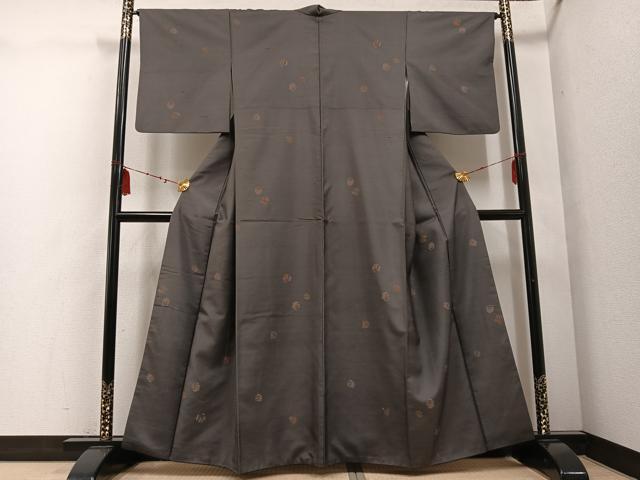 平和屋着物●上質な小紋 紬地 飛び柄 正絹 逸品 AABD7043ph
