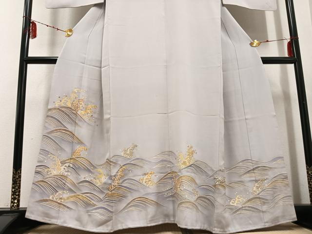 平和屋着物●創業460年・千總 色留袖 駒刺繍 竹屋町刺繍 立波文 金彩 正絹 逸品 AABH4562ck