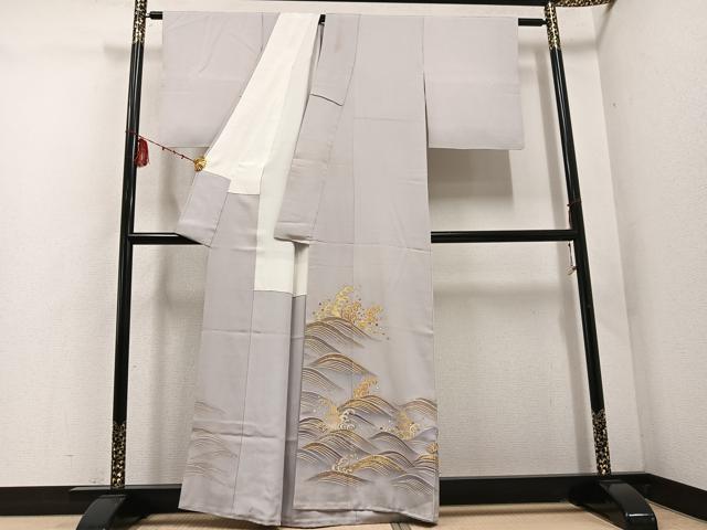 平和屋着物●創業460年・千總 色留袖 駒刺繍 竹屋町刺繍 立波文 金彩 正絹 逸品 AABH4562ck