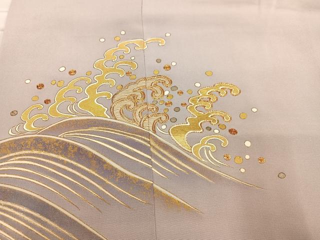 平和屋着物●創業460年・千總 色留袖 駒刺繍 竹屋町刺繍 立波文 金彩 正絹 逸品 AABH4562ck