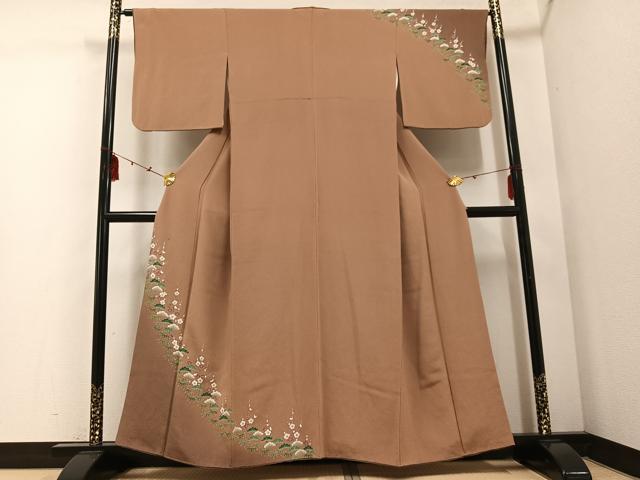 平和屋着物●訪問着 友禅 松竹梅 暈し染め 鬼しぼ縮緬 正絹 逸品 AABD7075ph
