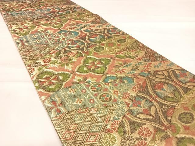 平和屋着物◎佐賀錦 六通柄袋帯 吉祥更紗花文 金糸 正絹 逸品 AABD7189yx