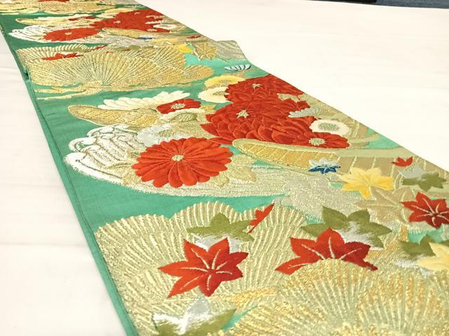 平和屋着物◎六通柄袋帯 花舟文 金銀糸 正絹 逸品 AABD7281yx