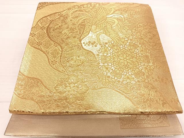 平和屋着物◎佐賀錦 六通柄袋帯 菊水 道長鳳凰花文 金糸 正絹 逸品 AABD7297yx