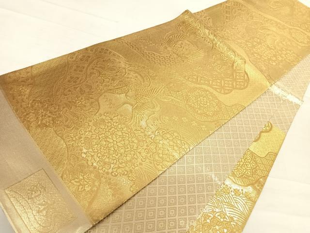 平和屋着物◎佐賀錦 六通柄袋帯 菊水 道長鳳凰花文 金糸 正絹 逸品 AABD7297yx