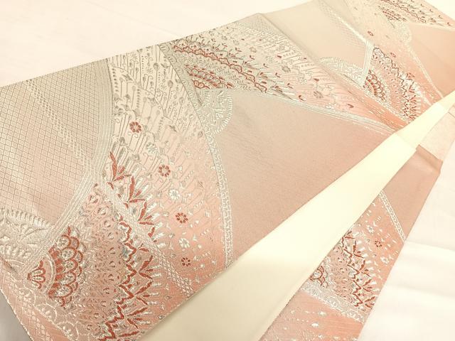 平和屋着物◎六通柄袋帯 孔雀羽文 金銀糸 正絹 逸品 AABD7302yx