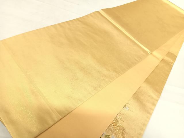 平和屋着物◎太鼓柄袋帯 唐織 天井花丸文 金糸 正絹 逸品 AABD7343yx