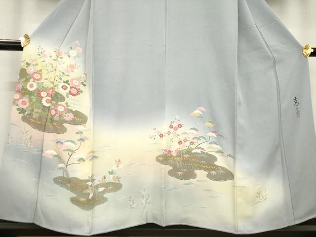 平和屋着物●京友禅の第一人者 松井青々 訪問着 風景文 暈し染め 正絹 逸品 AABD7368ck