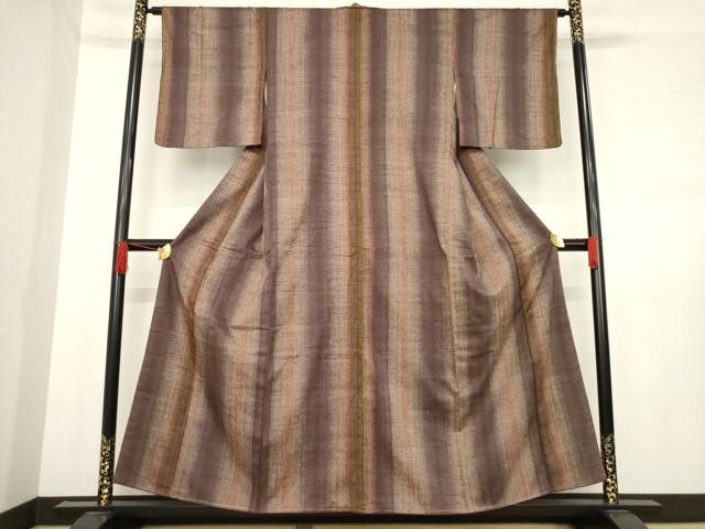 平和屋着物●珈琲染 紬 間道 正絹 逸品 AABD7384ck