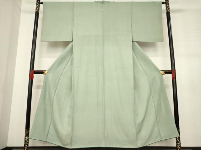 平和屋着物●江戸小紋 万筋 白×老竹色 正絹 逸品 AABD7431ck