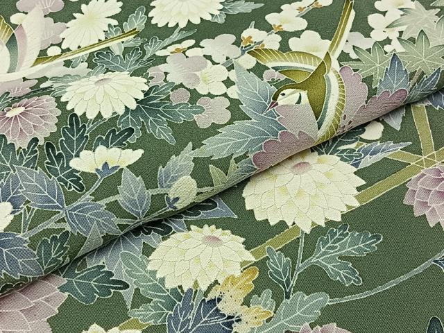 平和屋着物▽色留訪問着 単衣 友禅 作家物 花鳥文 正絹 逸品 AABD7496jh