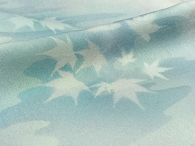 平和屋着物▽訪問着 単衣 流水文 紅葉 暈し染め 正絹 逸品 AABD7498jh
