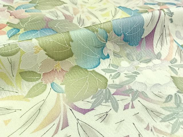 平和屋着物▽上質な小紋 単衣 手描き 草花文 正絹 逸品 AABD7501jh