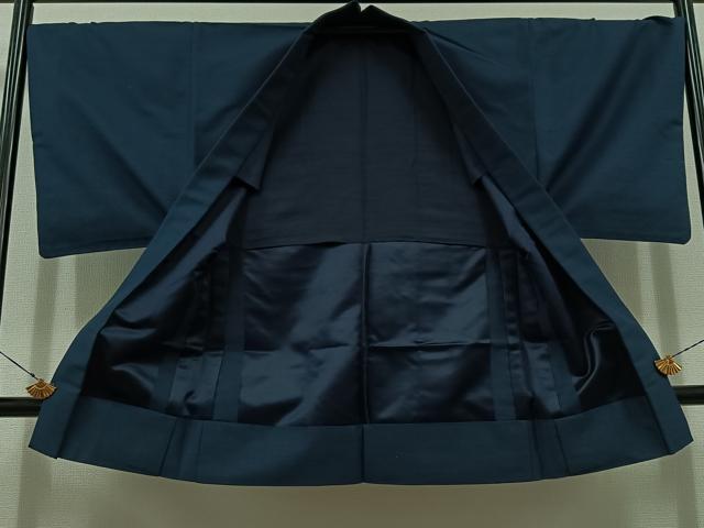 平和屋着物▽男性 色無地 単衣 アンサンブル 青藍色 AABD7507jh