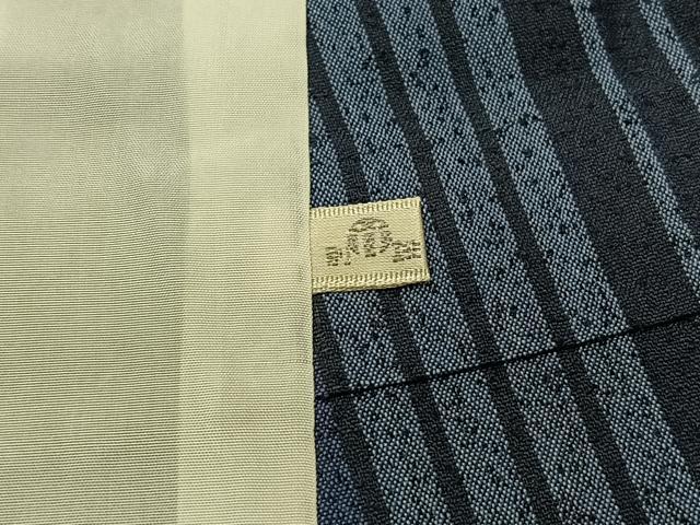 平和屋着物▽本場縞大島紬 単衣 縞 証紙付き 正絹 逸品 AABD7514jh