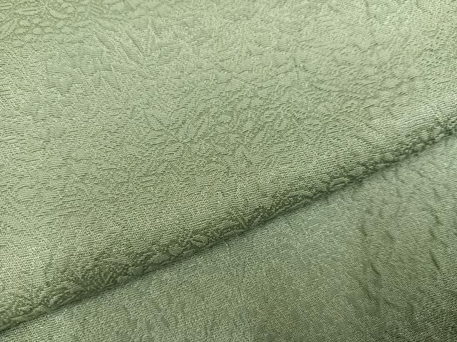 平和屋着物●上質な色無地 草花地紋 山葵色 三越扱い 正絹 逸品 AABD7521ph