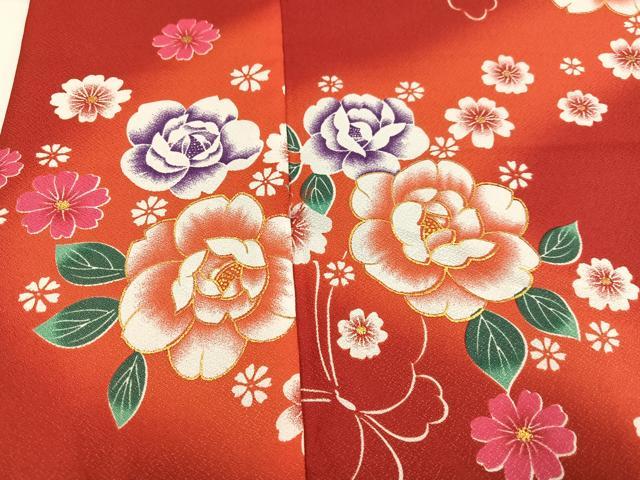 平和屋着物●小振袖 二尺袖 牡丹 暈し染め 洗える着物 AABD7559ph