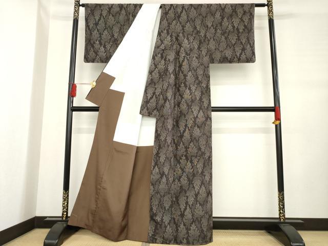 平和屋着物●上質な紬 樹林文 正絹 逸品 未使用 AABD7648ck