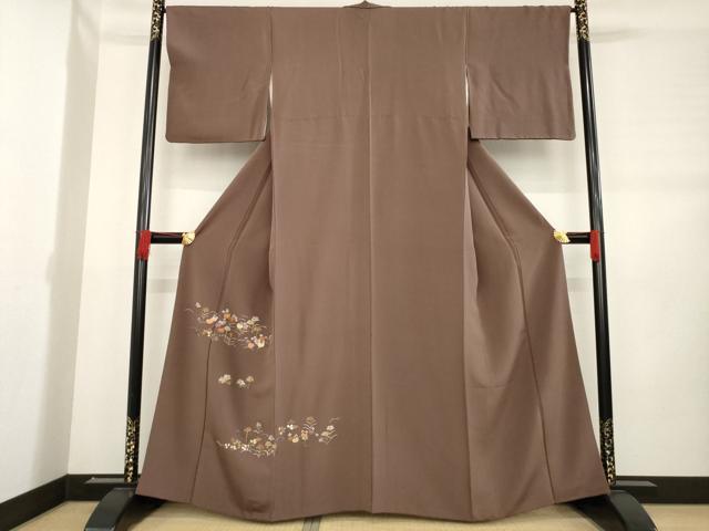 平和屋着物●訪問着 総刺繍 草花文 正絹 逸品 AABD7649ck
