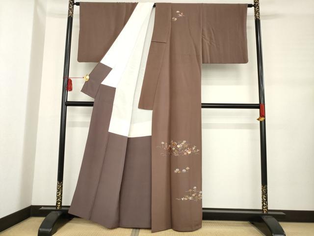 平和屋着物●訪問着 総刺繍 草花文 正絹 逸品 AABD7649ck