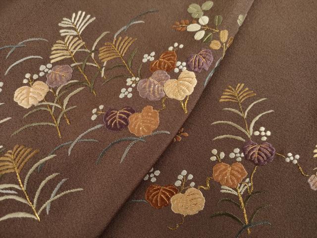 平和屋着物●訪問着 総刺繍 草花文 正絹 逸品 AABD7649ck
