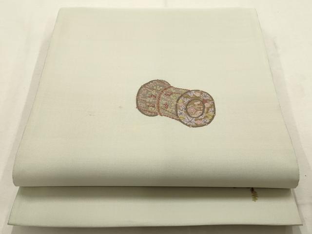 平和屋着物▼中国三大刺繍 相良刺繍 袋帯 鼓 正絹 逸品 AABD7770wj