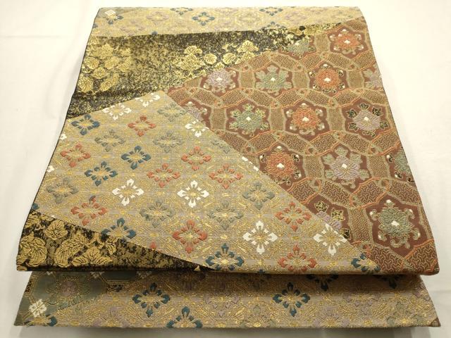 平和屋着物▼六通柄袋帯 名錦抬来文 金糸 正絹 逸品 AABD7834wj