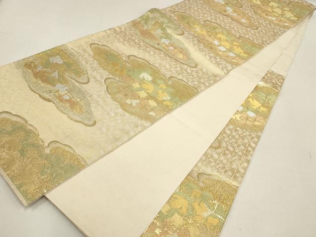 平和屋着物▼六通柄袋帯 雲取霞文様 金銀糸 正絹 逸品 AABD8205wj