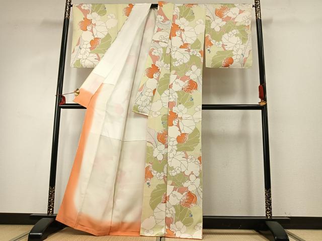 平和屋着物●上質な小紋 草花文 正絹 逸品 AABD8508fy
