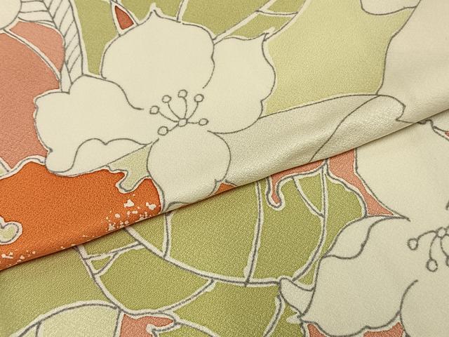 平和屋着物●上質な小紋 草花文 正絹 逸品 AABD8508fy