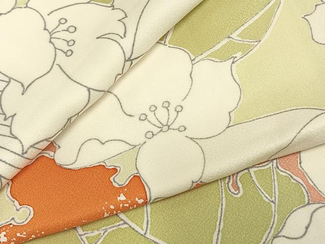 平和屋着物●上質な小紋 草花文 正絹 逸品 AABD8508fy