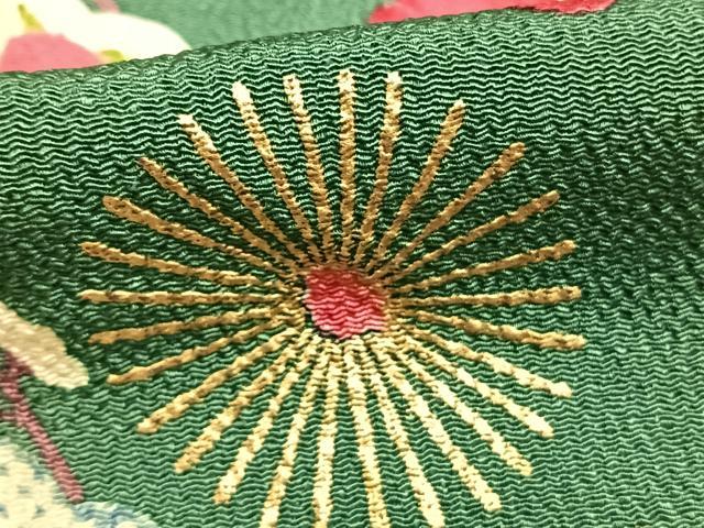 平和屋着物●摺型友禅 京都 多ち花 小振袖 二尺袖 能衣松竹梅 金彩 鬼しぼ縮緬 正絹 逸品 AABD8515fy