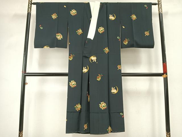 平和屋着物○長襦袢 無双仕立て 兎 犬張子 正絹 逸品 AABD8534fy