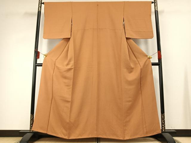 平和屋着物●上質な色無地 小麦色 正絹 逸品 AABD8542fy