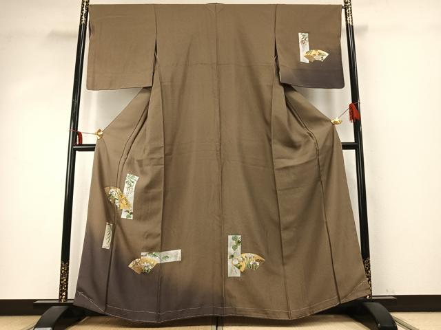 平和屋着物●訪問着 地紙花文 暈し染め 金銀彩 正絹 逸品 AABD8605fy