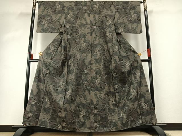 平和屋着物●本場大島紬 カタス9マルキ 風景文 正絹 逸品 AABD8617fy
