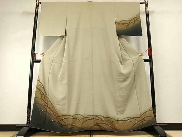 平和屋着物●訪問着　作家物　露芝文　暈し染め　金彩　正絹　逸品　AABD8641fy 平和屋着物○訪問着 作家物 露芝文 暈し染め 金彩 正絹