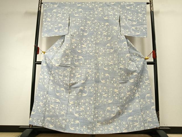 平和屋着物●上質な紬 孔雀文 正絹 逸品 AABD8656fy