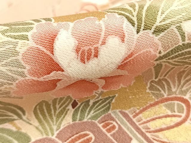 平和屋着物●訪問着 友禅 扇面花文 暈し染め 金彩 正絹 逸品 AABD8665fy