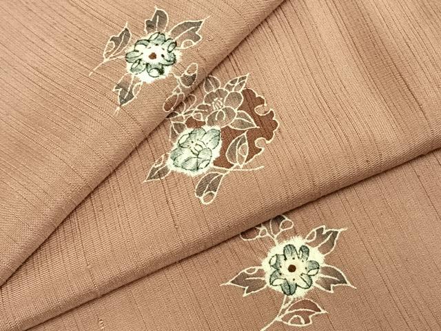 平和屋着物●上質な紬 絞り 草花文 正絹 逸品 AABD8666fy