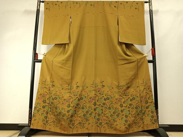 平和屋着物●訪問着 花蝶文 金彩 ますいわ屋扱い 正絹 逸品 AABD8712fy