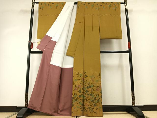 平和屋着物●訪問着 花蝶文 金彩 ますいわ屋扱い 正絹 逸品 AABD8712fy