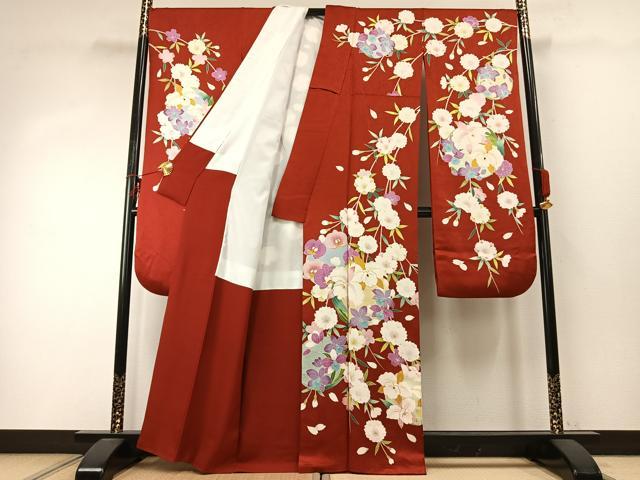 平和屋着物●豪華振袖 友禅 駒刺繍 枝花文 金彩 銀糸 正絹 逸品 AABD8713fy