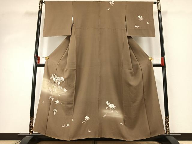 平和屋着物●訪問着 手描き 枝花文 暈し染め 正絹 逸品 AABD8718fy